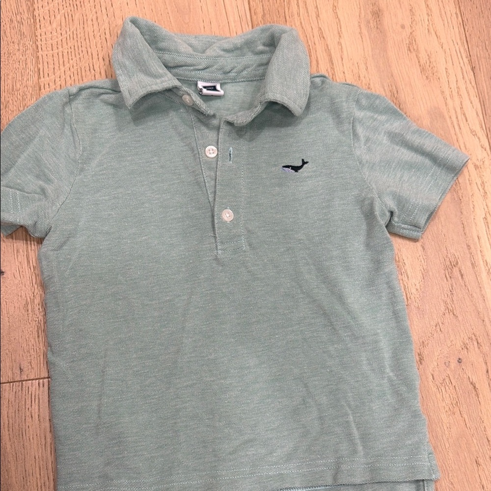 Janie and Jack 3T boys Polo Shirt - Light Mint Green with Whale Logo